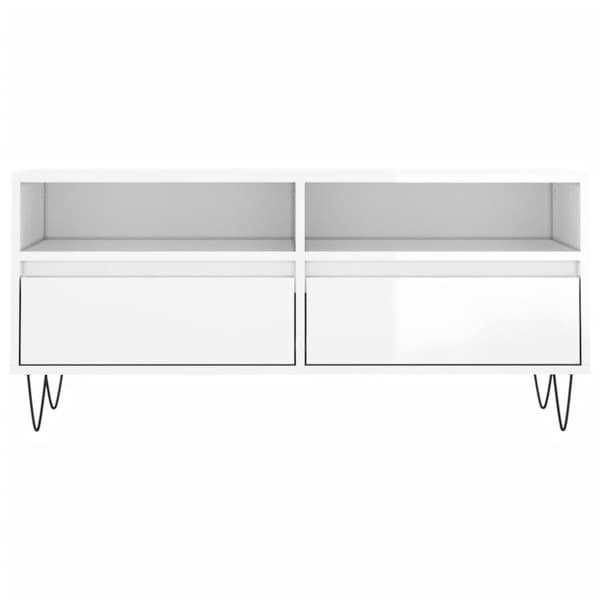 vidaXL Tv-bänk vit högglans 100x34,5x44,5 cm konstruerat trä