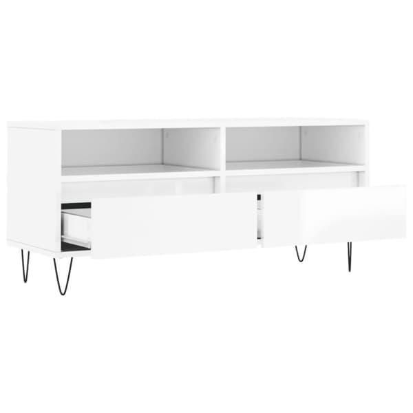 vidaXL Tv-bänk vit högglans 100x34,5x44,5 cm konstruerat trä