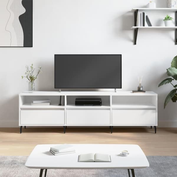 vidaXL TV-benk hvit 150x30x44,5 cm konstruert tre
