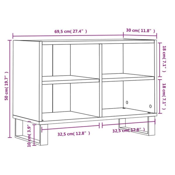 vidaXL TV-benk svart 69,5x30x50 cm konstruert tre