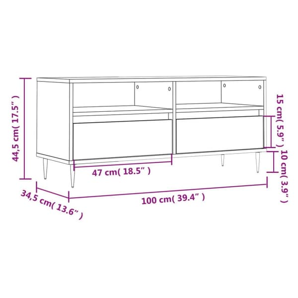 vidaXL TV-taso betoninharmaa 100x34,5x44,5 cm tekninen puu