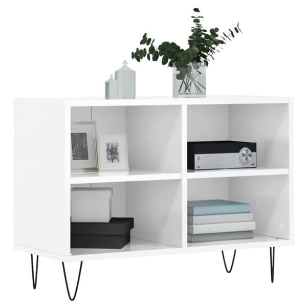 vidaXL tv-bord 69,5x30x50 cm konstrueret træ hvid højglans
