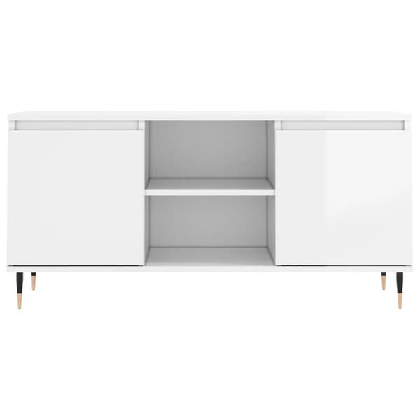vidaXL tv-bord 104x35x50 cm konstrueret træ hvid højglans