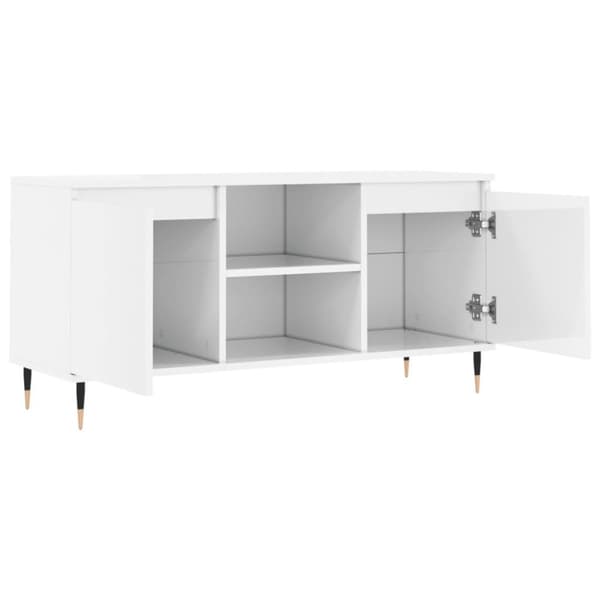vidaXL tv-bord 104x35x50 cm konstrueret træ hvid højglans