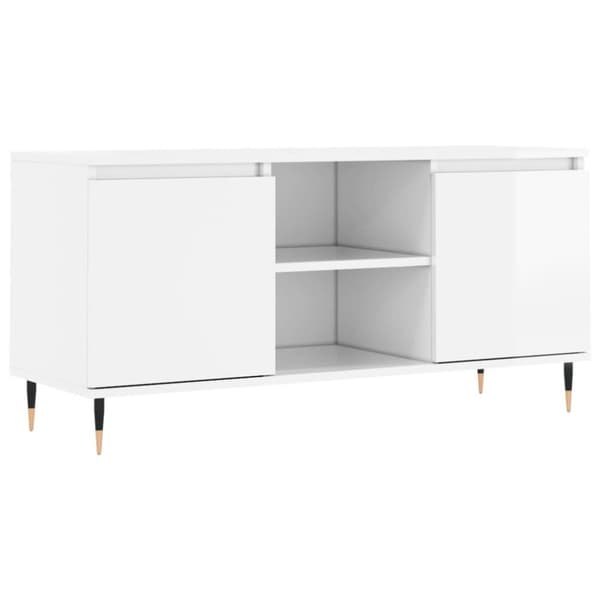 vidaXL Tv-bänk vit högglans 104x35x50 cm konstruerat trä