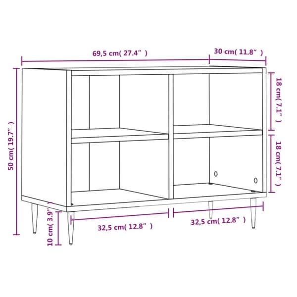 vidaXL TV-taso betoninharmaa 69,5x30x50 cm tekninen puu