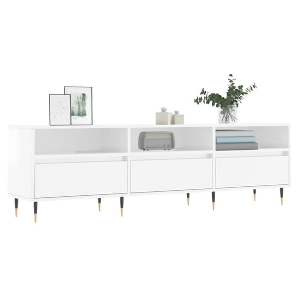 vidaXL TV-benk høyglans hvit 150x30x44,5 cm konstruert tre