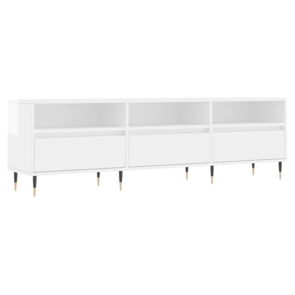 vidaXL TV-benk høyglans hvit 150x30x44,5 cm konstruert tre
