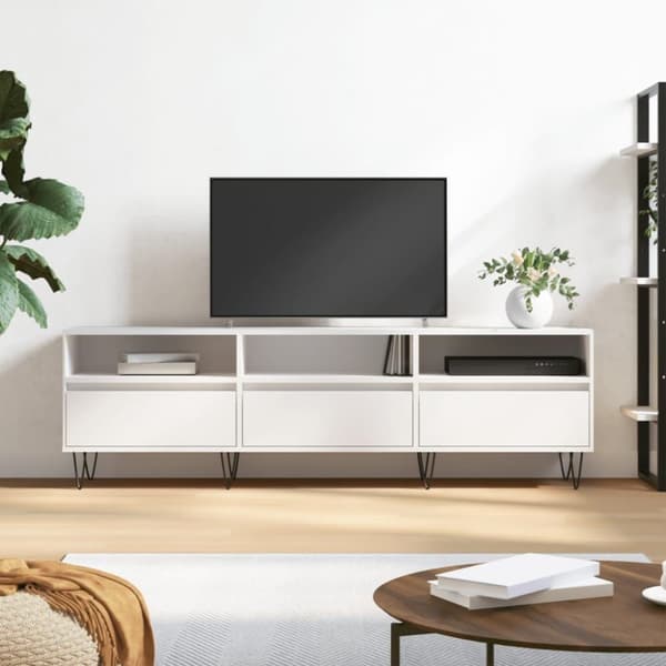 vidaXL TV-benk hvit 150x30x44,5 cm konstruert tre