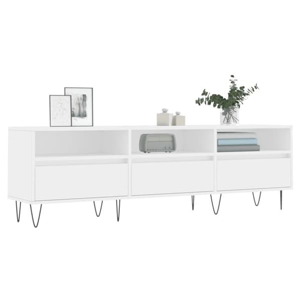 vidaXL TV-benk hvit 150x30x44,5 cm konstruert tre