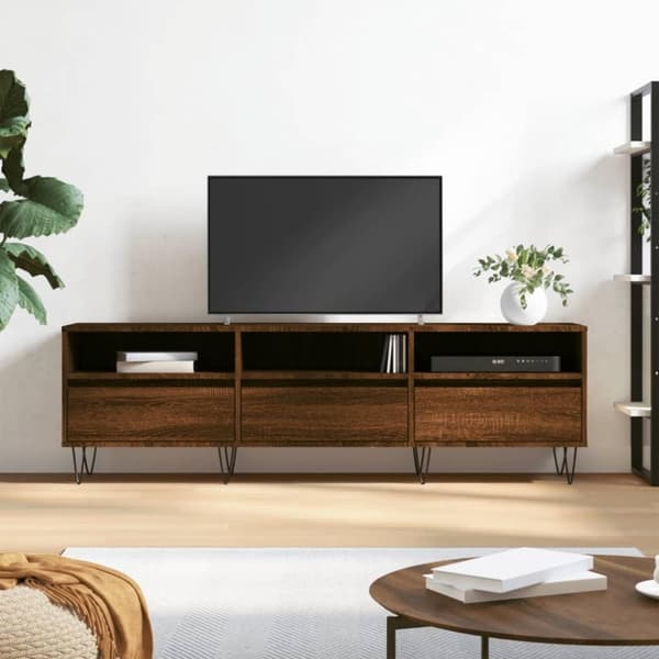 vidaXL tv-bord 150x30x44,5 cm konstrueret træ brun egetræsfarve