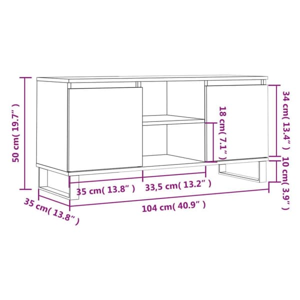vidaXL tv-bord 104x35x50 cm konstrueret træ hvid