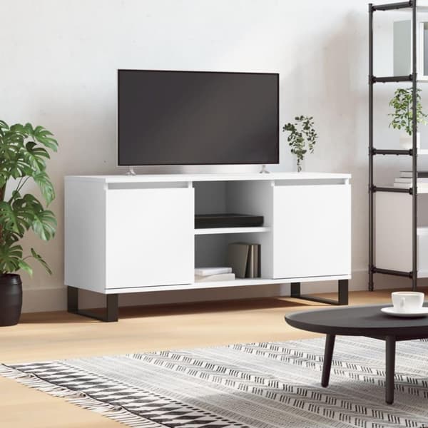 vidaXL tv-bord 104x35x50 cm konstrueret træ hvid