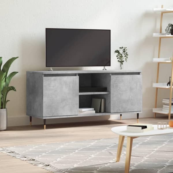vidaXL TV-taso betoninharmaa 104x35x50 cm tekninen puu