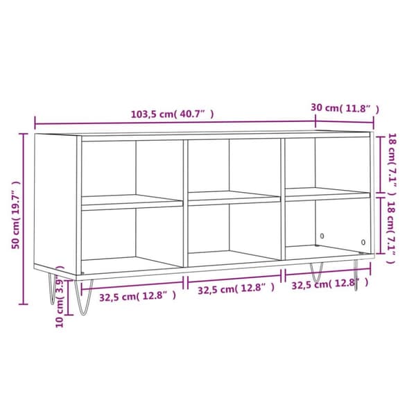 vidaXL tv-bord 103,5x30x50 cm konstrueret træ sort