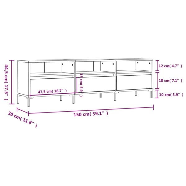 vidaXL TV-benk røkt eik 150x30x44,5 cm konstruert tre