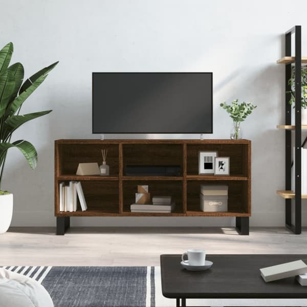 vidaXL tv-bord 103,5x30x50 cm konstrueret træ brun egetræsfarve