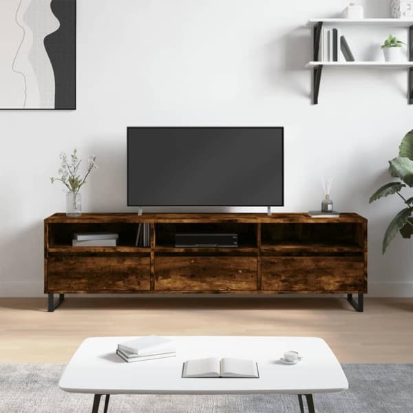 vidaXL tv-bord 150x30x44,5 cm konstrueret træ røget egetræsfarve