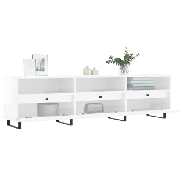 vidaXL TV-benk høyglans hvit 150x30x44,5 cm konstruert tre