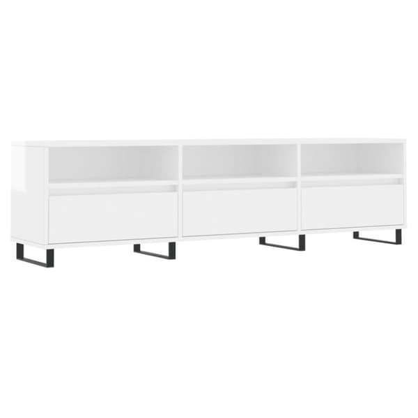 vidaXL TV-benk høyglans hvit 150x30x44,5 cm konstruert tre