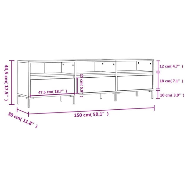 vidaXL TV-benk brun eik 150x30x44,5 cm konstruert tre