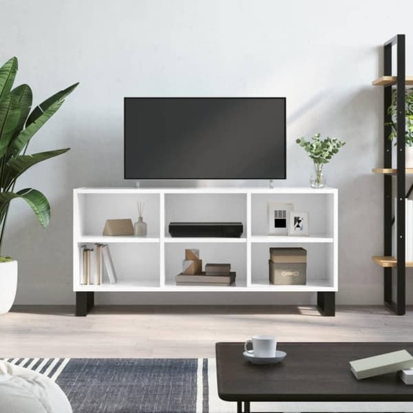 vidaXL TV-benk høyglans hvit 103,5x30x50 cm konstruert tre