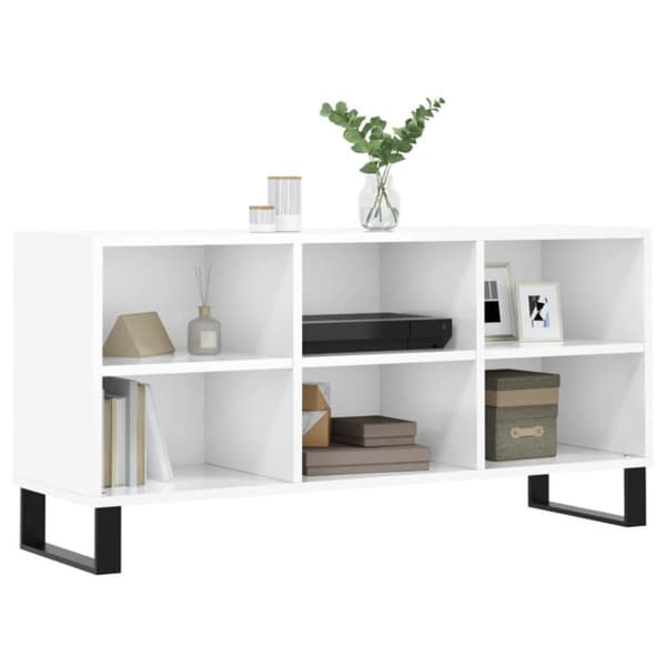 vidaXL TV-benk høyglans hvit 103,5x30x50 cm konstruert tre
