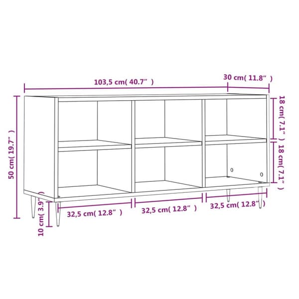 vidaXL TV-benk betonggrå 103,5x30x50 cm konstruert tre