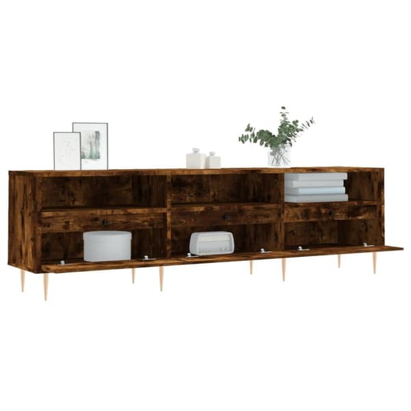 vidaXL Tv-bänk rökfärgad ek 150x30x44,5 cm konstruerat trä
