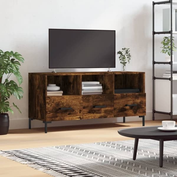vidaXL tv-bord 102x36x50 cm konstrueret træ røget egetræsfarve