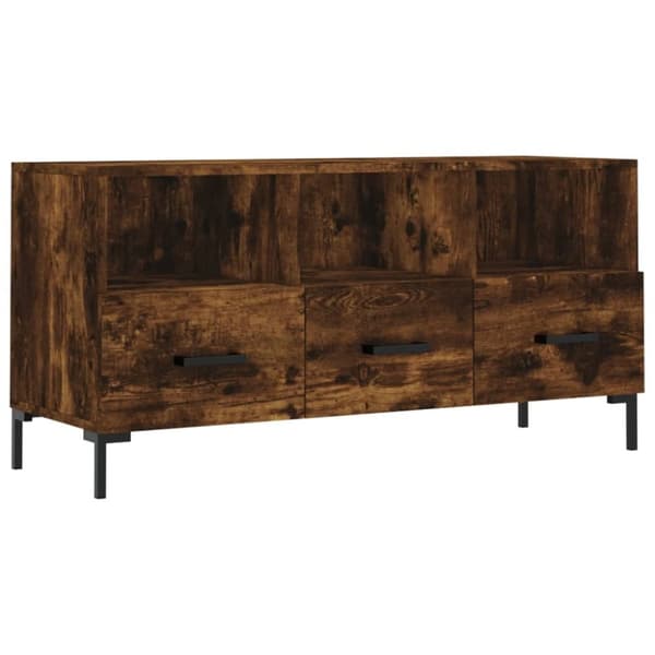 vidaXL tv-bord 102x36x50 cm konstrueret træ røget egetræsfarve