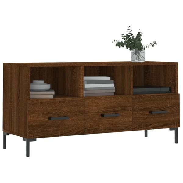 vidaXL tv-bord 102x36x50 cm konstrueret træ brun egetræsfarve