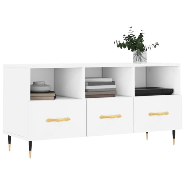 vidaXL TV-benk hvit 102x36x50 cm konstruert tre