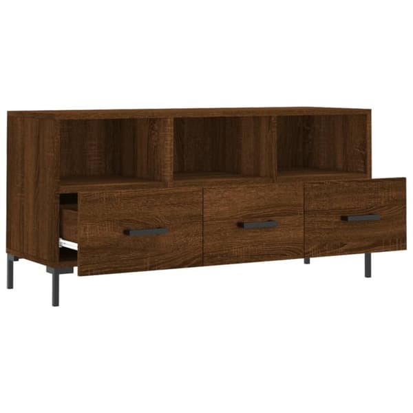 vidaXL TV-benk brun eik 102x36x50 cm konstruert tre