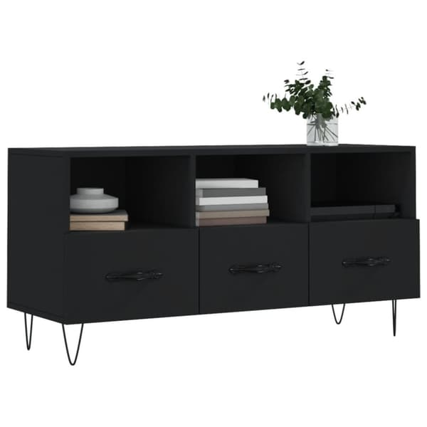 vidaXL tv-bord 102x36x50 cm konstrueret træ sort
