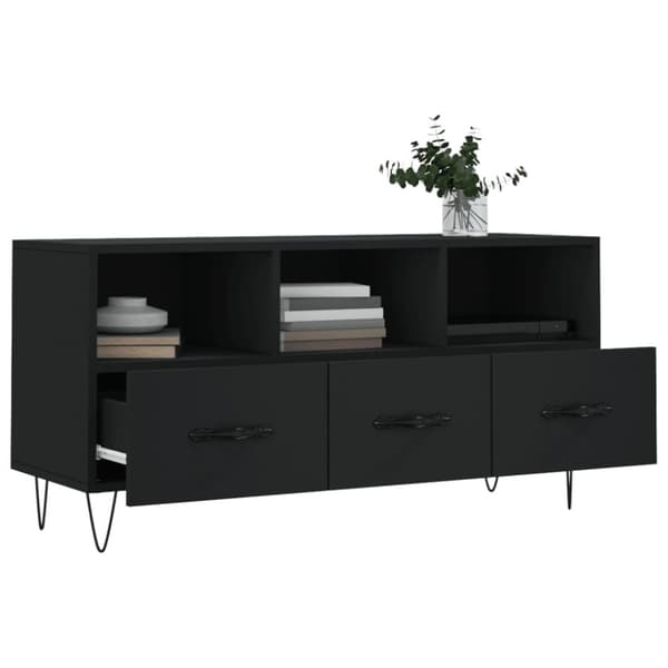 vidaXL tv-bord 102x36x50 cm konstrueret træ sort