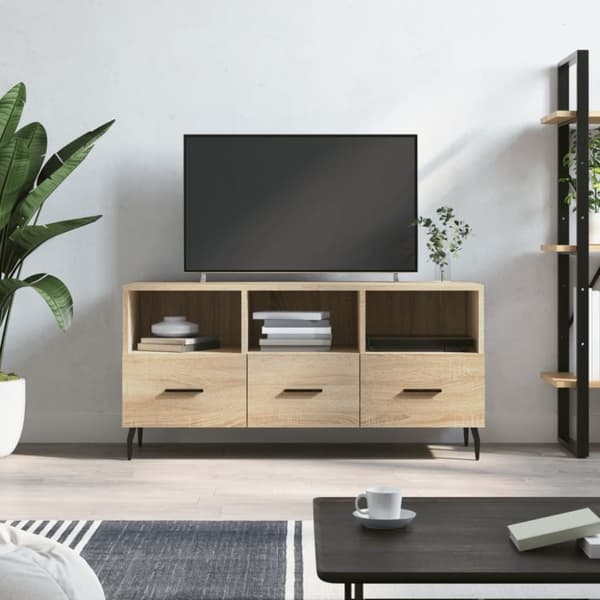 vidaXL tv-bord 102x36x50 cm konstrueret træ sonoma-eg