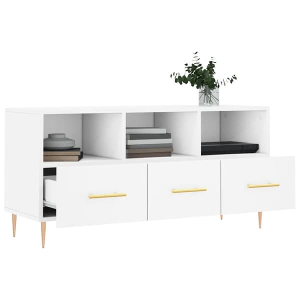 vidaXL TV-benk hvit 102x36x50 cm konstruert tre