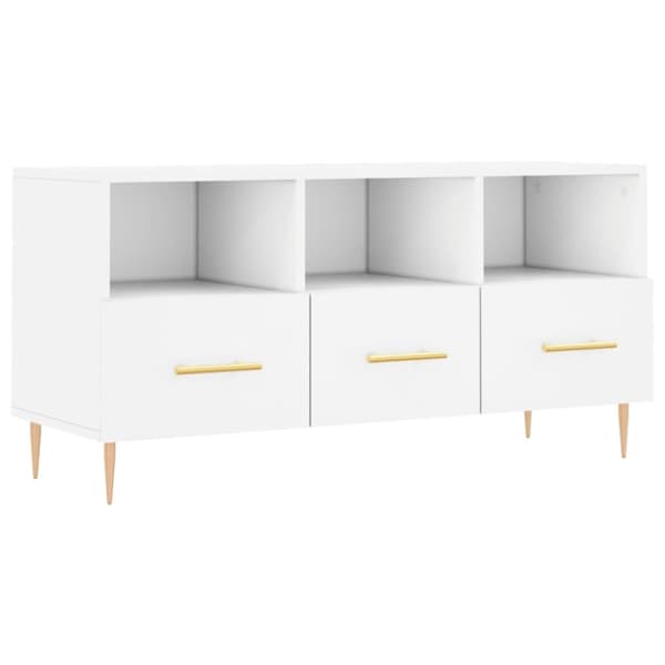 vidaXL TV-benk hvit 102x36x50 cm konstruert tre