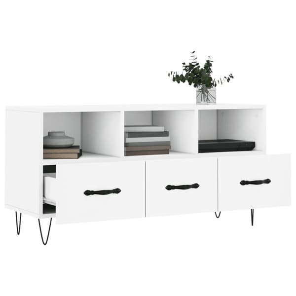 vidaXL TV-benk hvit 102x36x50 cm konstruert tre