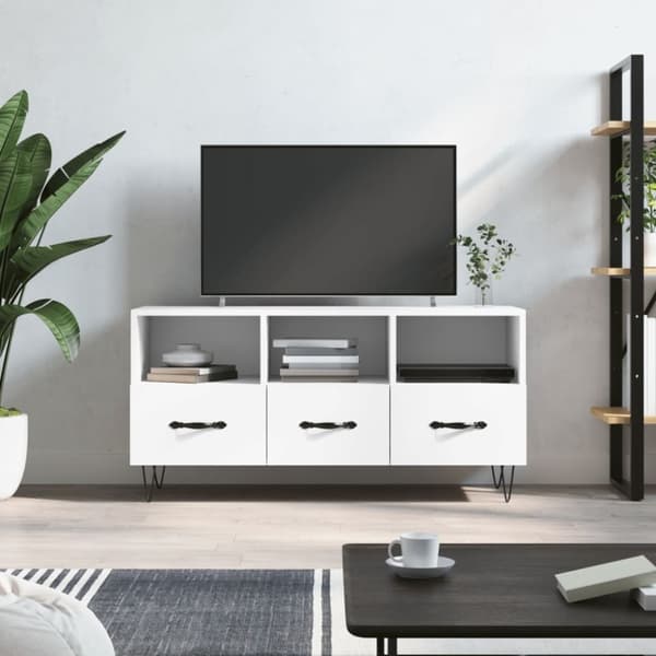 vidaXL TV-benk hvit 102x36x50 cm konstruert tre