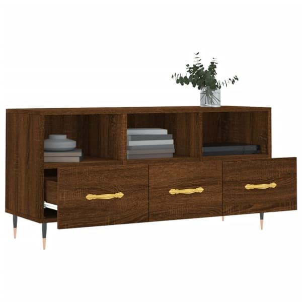 vidaXL tv-bord 102x36x50 cm konstrueret træ brun egetræsfarve