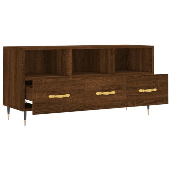 vidaXL tv-bord 102x36x50 cm konstrueret træ brun egetræsfarve