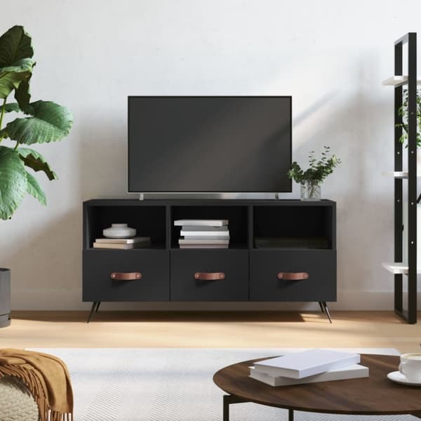 vidaXL tv-bord 102x36x50 cm konstrueret træ sort