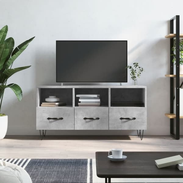 vidaXL tv-bord 102x36x50 cm konstrueret træ betongrå