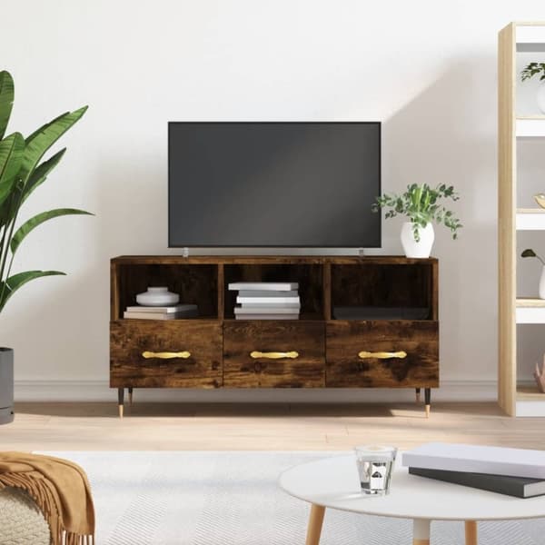 vidaXL TV-benk røkt eik 102x36x50 cm konstruert tre