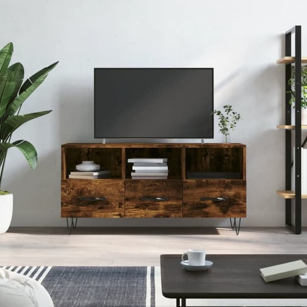 vidaXL TV-benk røkt eik 102x36x50 cm konstruert tre
