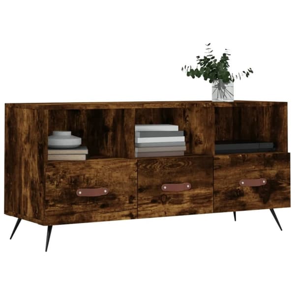vidaXL Tv-bänk rökfärgad ek 102x36x50 cm konstruerat trä