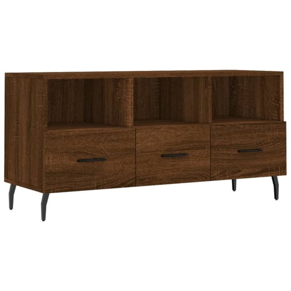 vidaXL TV-benk brun eik 102x36x50 cm konstruert tre