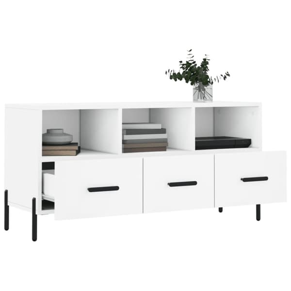 vidaXL TV-benk hvit 102x36x50 cm konstruert tre